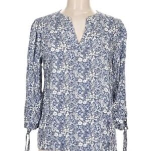 CYNTHIA ROWLEY Women's Floral and White Tunic Top Blouse Shirt Size S